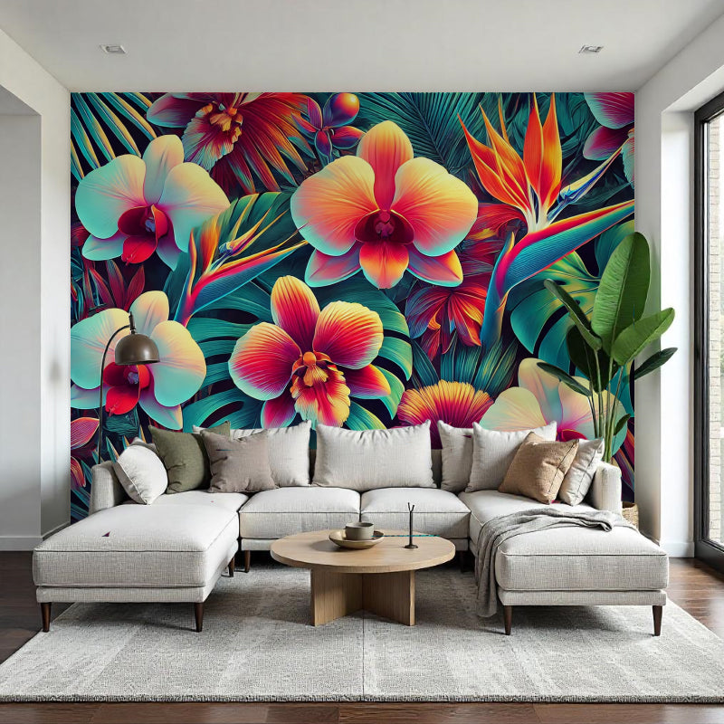 Floral & Leaf Printed Accent Wall