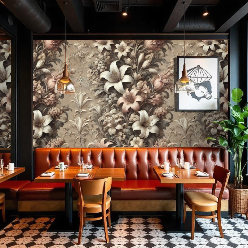 Floral & Leaf Printed Accent Wall