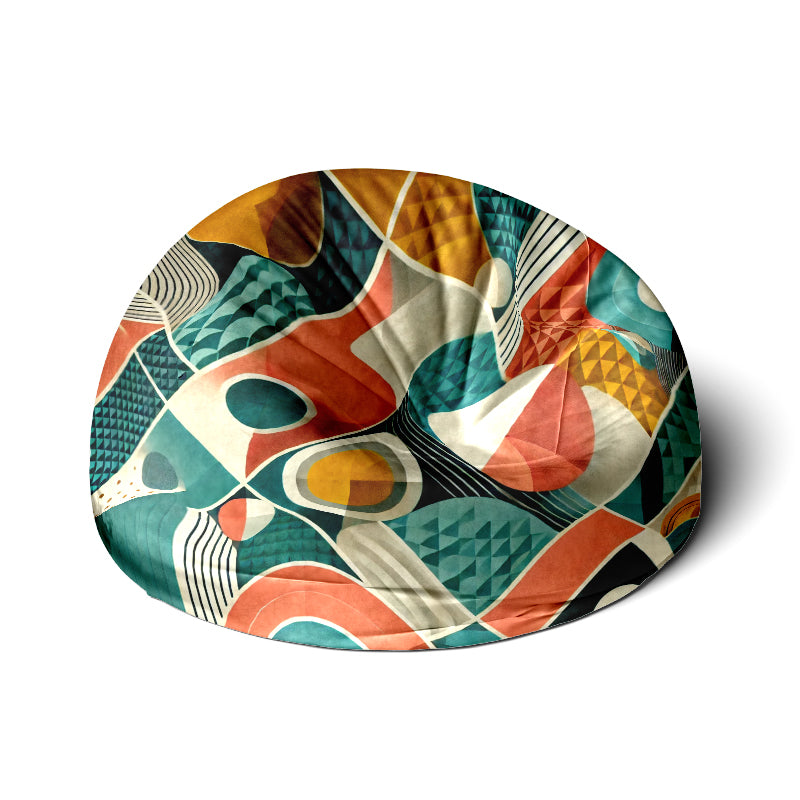 Bean Bag with Symmetrical Geometric Prints - Modern 28" Seating