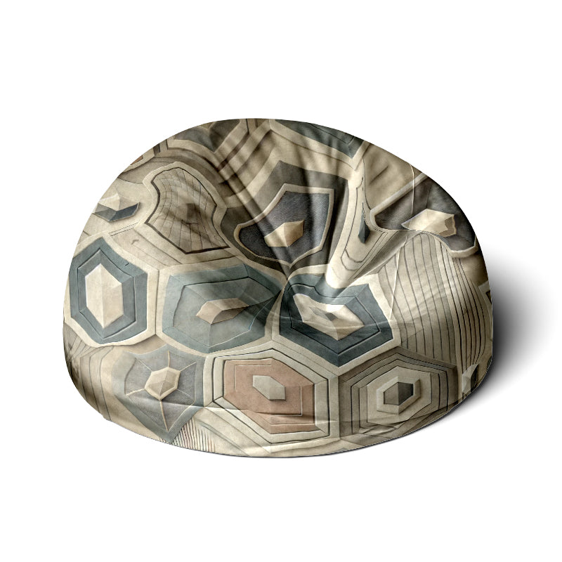 Bean Bag with Symmetrical Geometric Prints - Modern 28" Seating