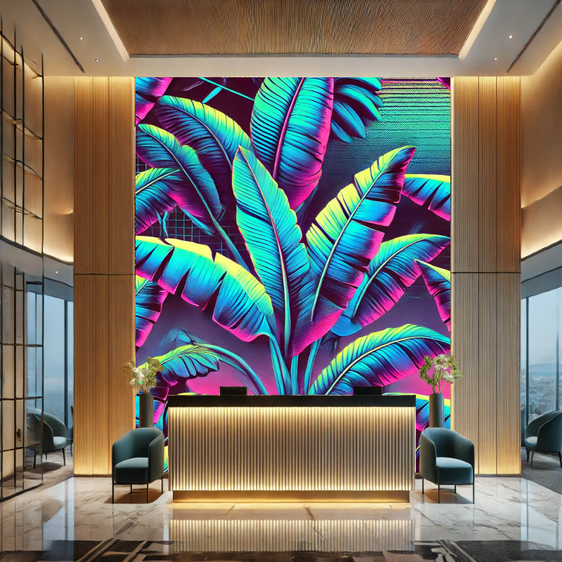 Floral & Leaf Printed Accent Wall