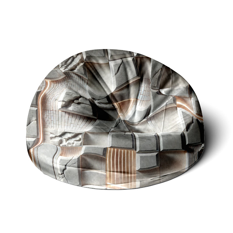 Bean Bag with Wood & Brick Wall Textured Prints - Rustic 28" Comfort