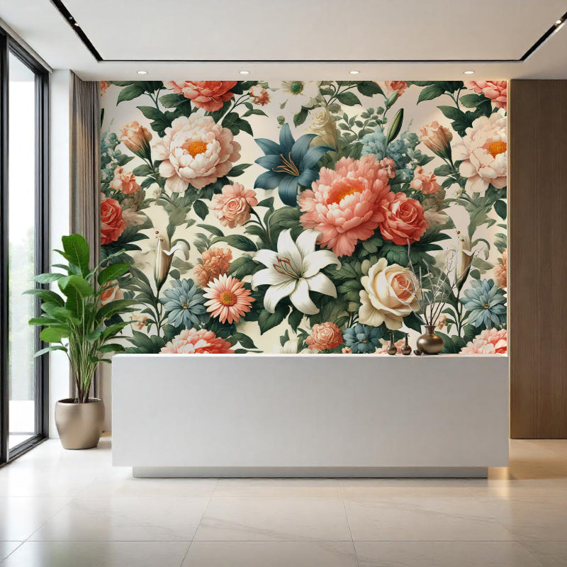 Floral & Leaf Printed Accent Wall