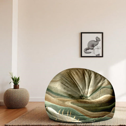 Grass Texture Inspired Fabric Bean Bag in Living Room